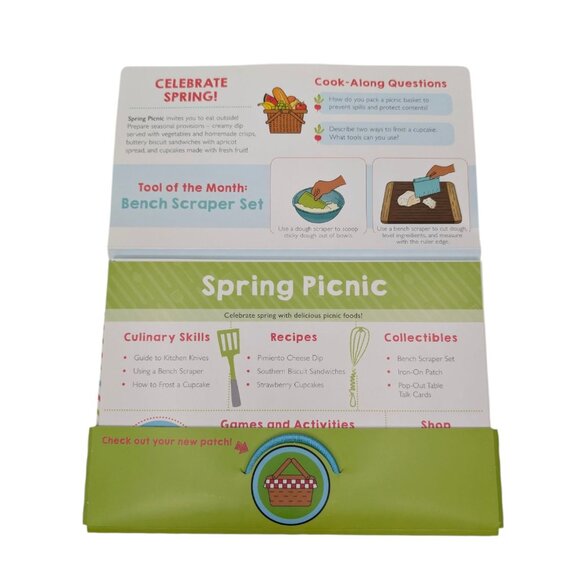 Raddish Kids Spring Picnic Bench Scraper Set Aqua Green Plastic Recipes Patch - Picture 2 of 11